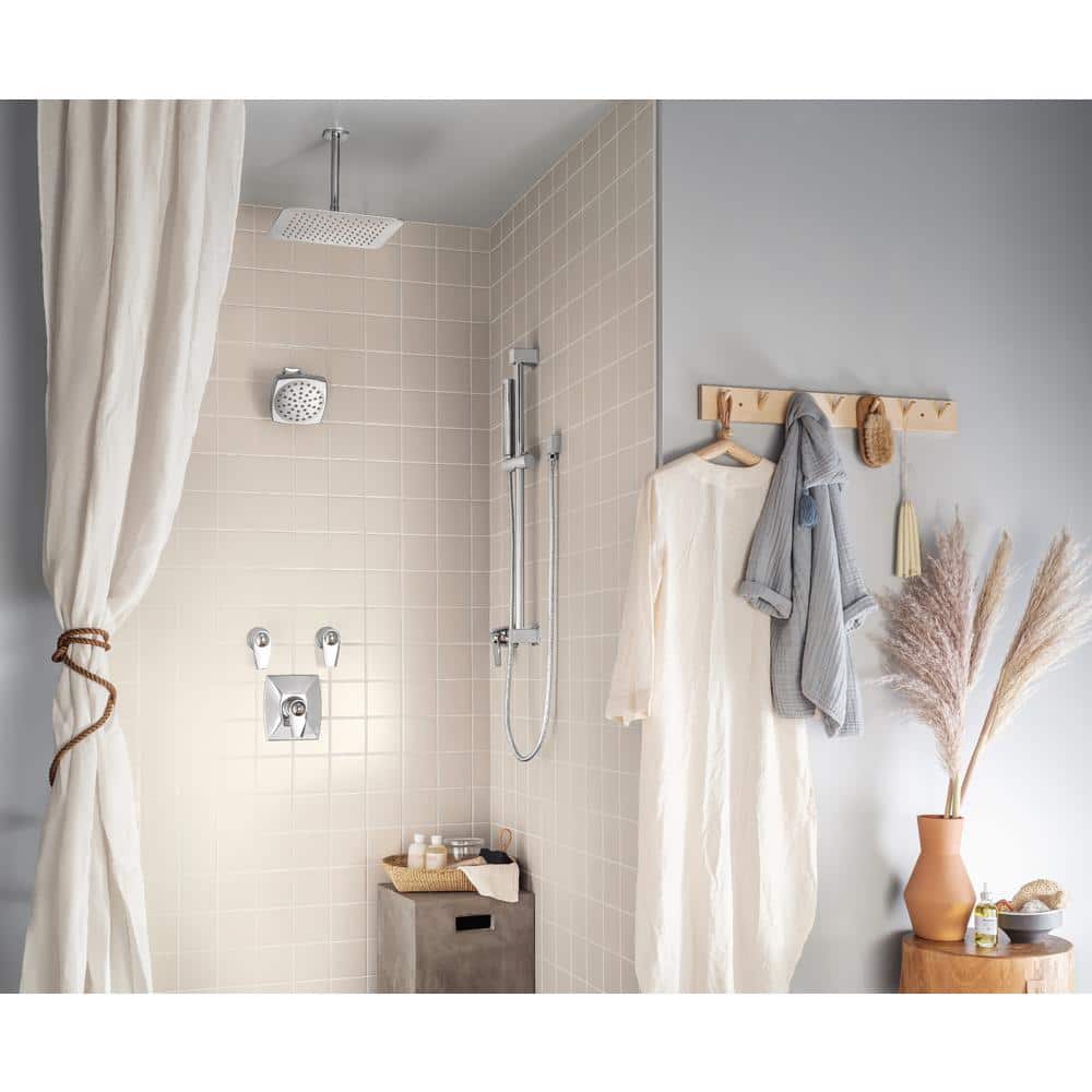 Chrome 12-Inch Square Wall Mounted Rain Shower Head