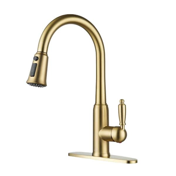 CASAINC Single Handle Pull-Down Sprayer Kitchen Faucet With Three ...