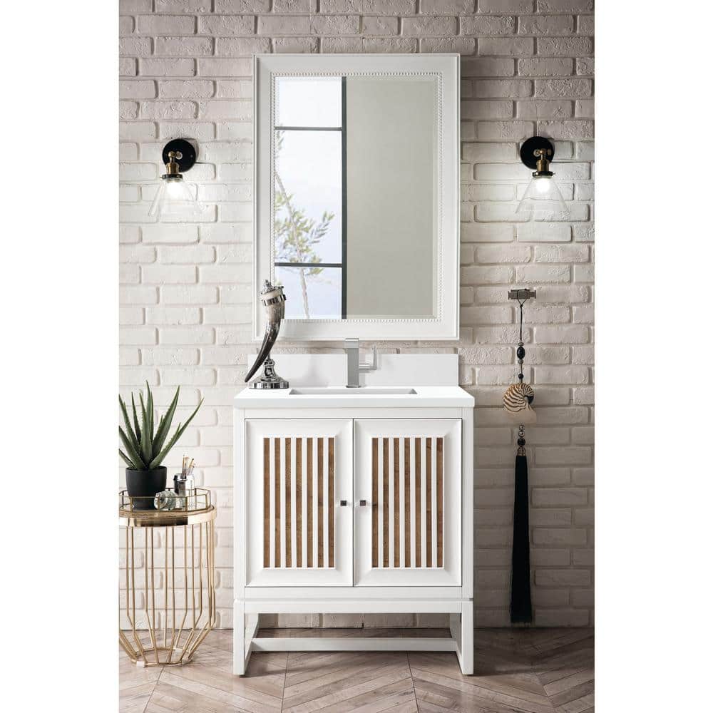 Athens 30.0 in. W x 23.5 in. D x 34.5 in. H Bathroom Vanity in Glossy White with White Zeus Silestone Quartz Top price history on PriceWatchPro