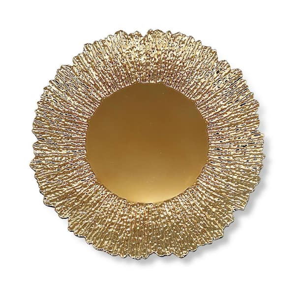 American Atelier Round Gold Serving Charger Tray Electroplated Charger Plates, Polyethelene (Set of 4)L-13"X W-13" X H-13"