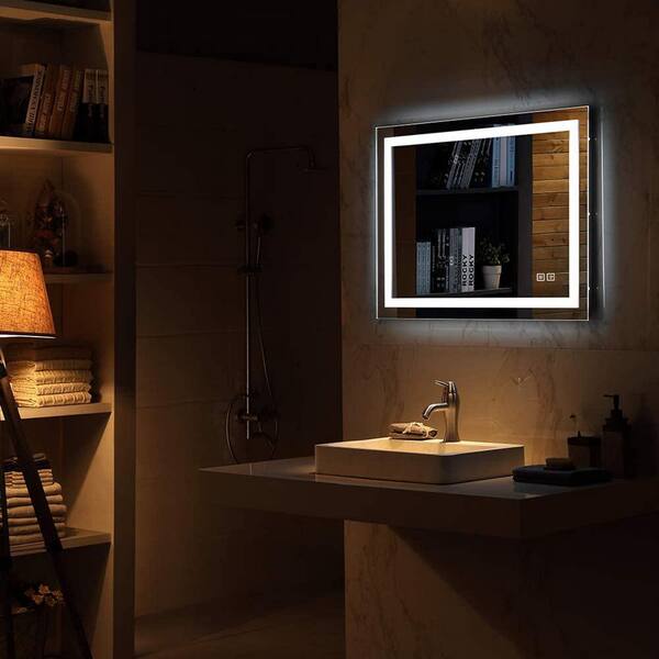 TOOLKISS Classic 40 in. W x 24 in. H Rectangular Frameless Anti-Fog LED Light Wall Bathroom Vanity Mirror Front Light