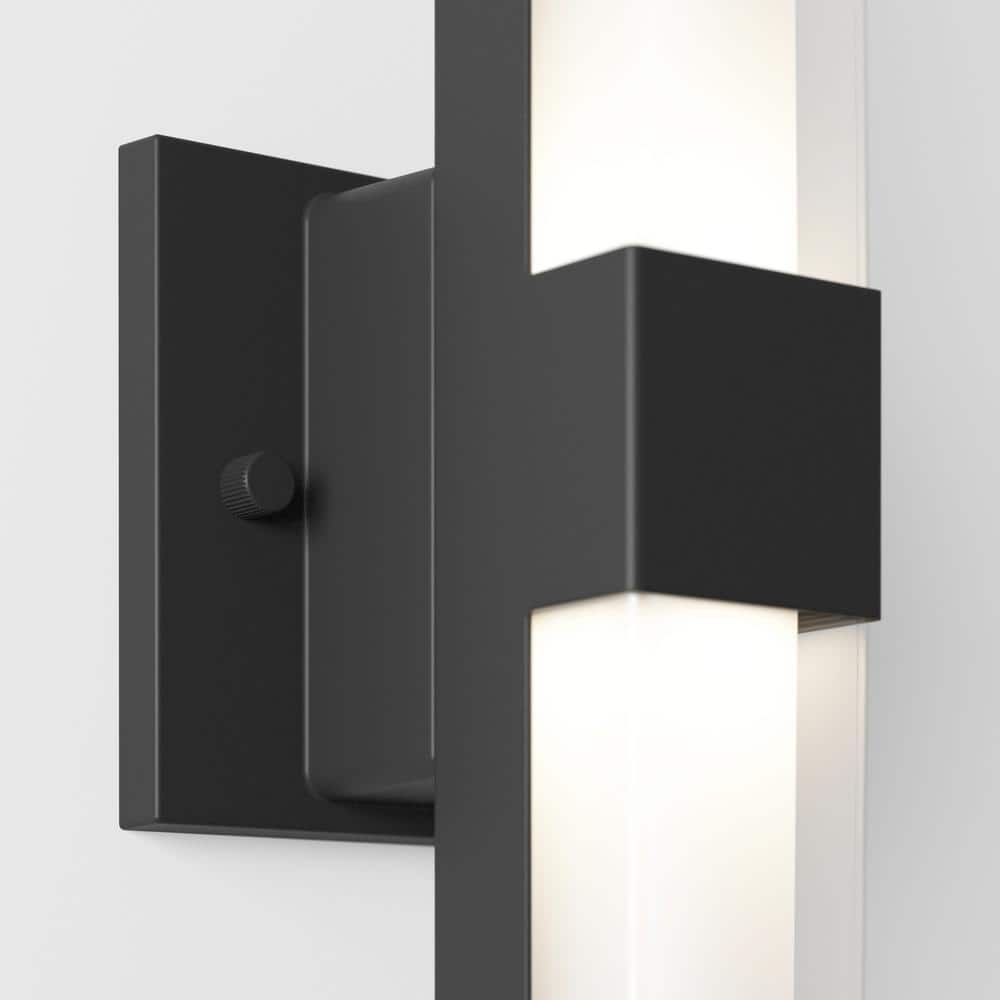 Gemini Matte Black Dimmable LED Outdoor Wall Sconce