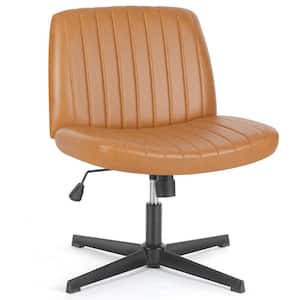 Beatriz PU Adjustable Height Ergonomic Computer Task Chair in Brown with Criss Cross Chair Legged and No Arms