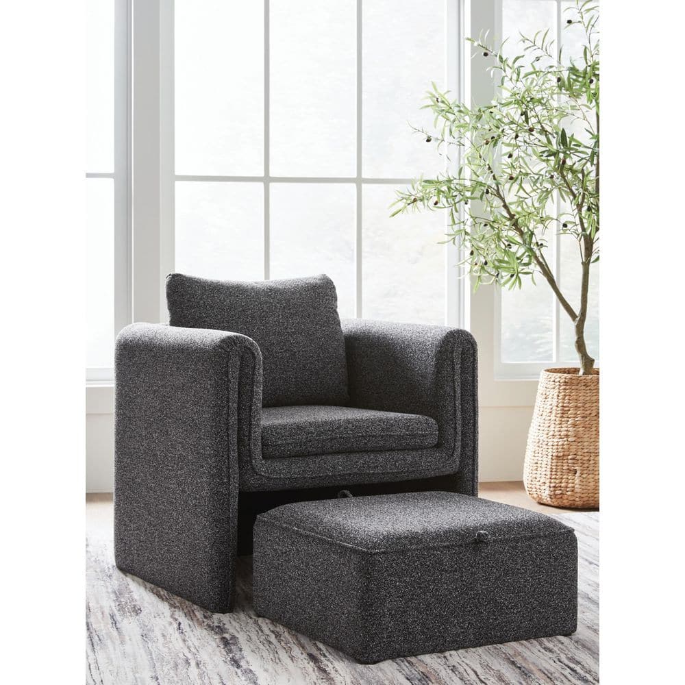 Vreni Gray Polyester Arm Chair with Removable Cushions and with Ottoman price history on PriceWatchPro