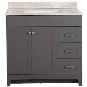 Thornbriar 37 in. W x 22 in. D x 38 in. H Single Sink  Bath Vanity in Cement with Winter Mist Stone Composite Top