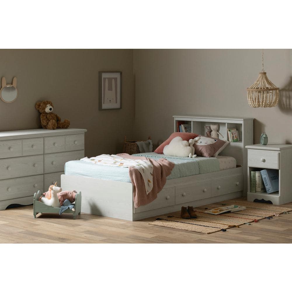 White Pine 1-Drawer Nightstand with Open Shelf