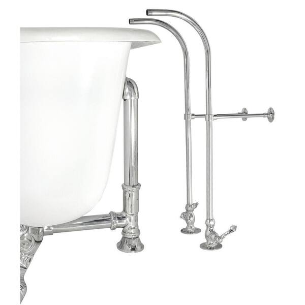 Elizabethan Classics Rigid Freestanding Supply Line in Satin Nickel with Hot and Cold Porcelain Lever Handles