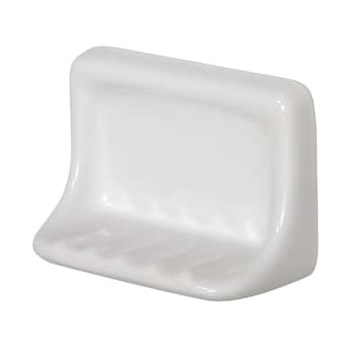 Restore 6 in. x 3 in. x 4 in. Glazed Ceramic Soap Dish in Bright White
