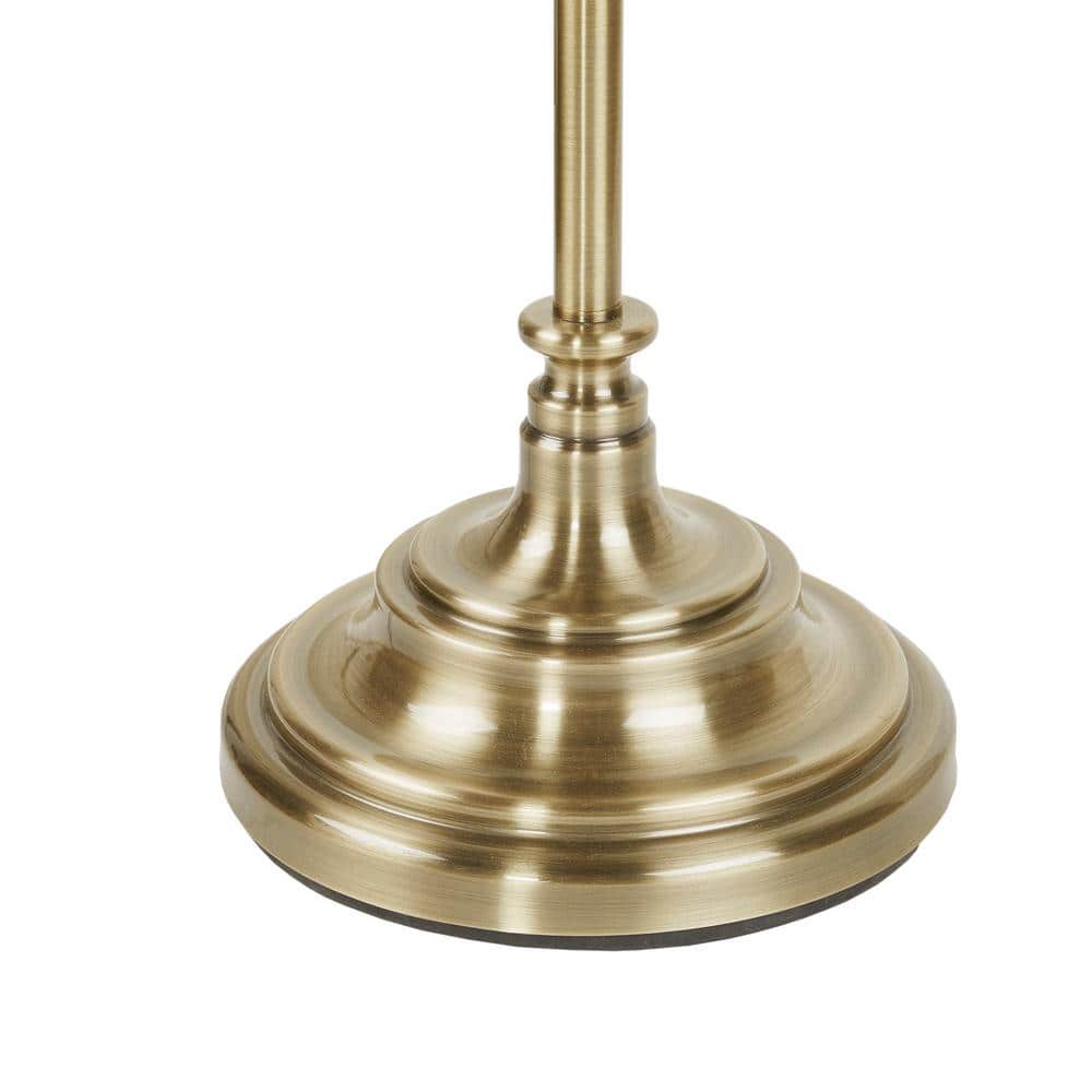 Antique Brass Adjustable Floor Lamp with White Empire Shade
