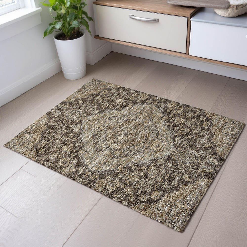 Mayfield Premium Machine Washable Abstract AMF1151 Chocolate 2 ft. x 3 ft. Area Rug price history on PriceWatchPro