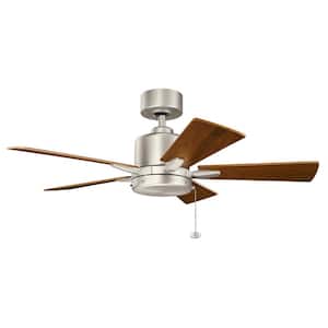 Lucian II 42 in. Indoor Brushed Nickel Downrod Mount Ceiling Fan with Pull Chain for Bedrooms or Living Rooms