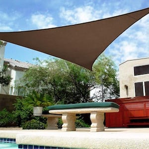16 ft. x 16 ft. x 16 ft. 185 GSM Brown Equilteral Triangle Sun Shade Sail, for Patio Garden and Swimming Pool