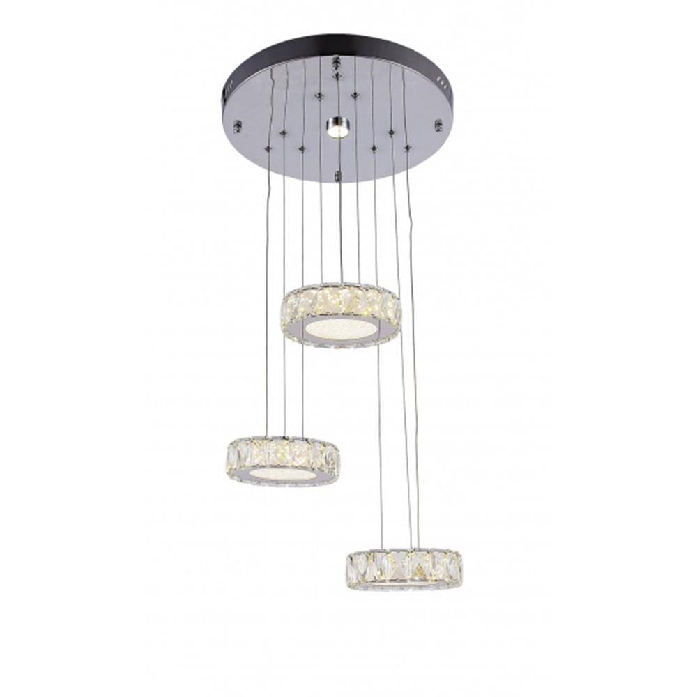 Avalon 1-Light Dimmable Integrated LED Chrome Crystal Circle Chandelier for