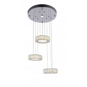 Avalon 1-Light Dimmable Integrated LED Chrome Crystal Circle Chandelier for Living Room