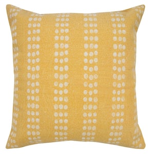 Polka Dot Yellow/White 20 in. x 20 in. Stripe Stonewash Throw Pillow