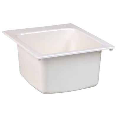 Details about   MUSTEE Molded Fiberglass Drop in Utility Sink Laundry Basin Self Rimming White