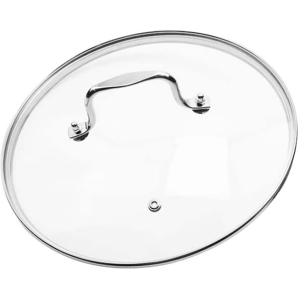 1-Piece Clear Tempered Glass Stainless Steel Vented Lid High Temperature Resistant Universal Pot Pan Cover Set