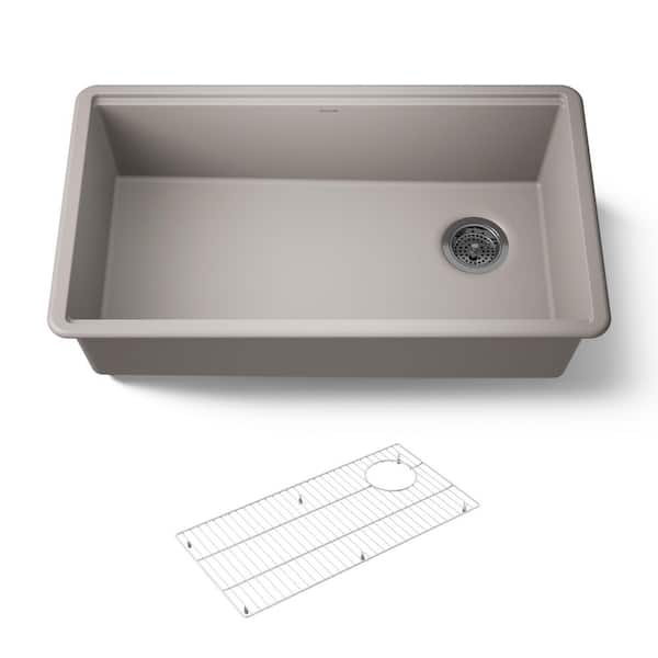 Billings 32.5 in. Undermount Single Bowl Granite Composite Kitchen Sink in Matte Taupe