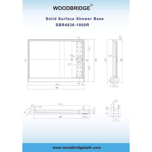 WOODBRIDGE Krasik 48 in. L x 36 in. W Alcove Solid Surface