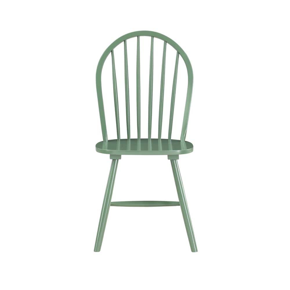 Equestrian Green High Back Rubberwood Slat Side Chair Set