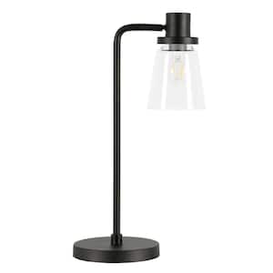 Granville 21 in. Blackened Bronze Table Lamp with Glass Shade