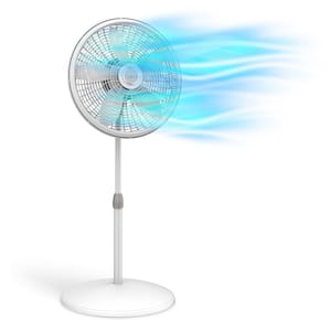 18 in. 3 Speed Oscillating Pedestal Fan with Adjustable Height, Easy Assembly, and Quiet Cooling for Any Room in White
