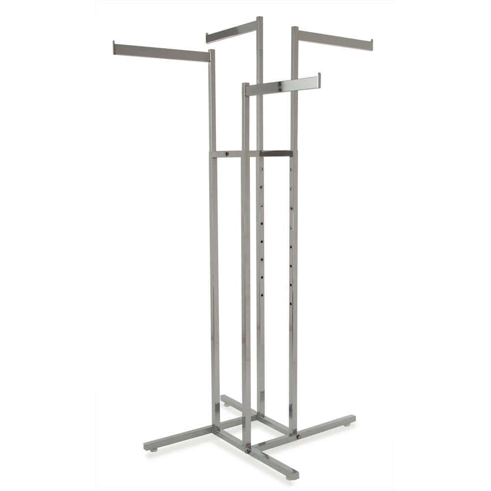Chrome Steel 36 in. W x 72 in. H 4-Way Rack with Square Tubing Straight Arm