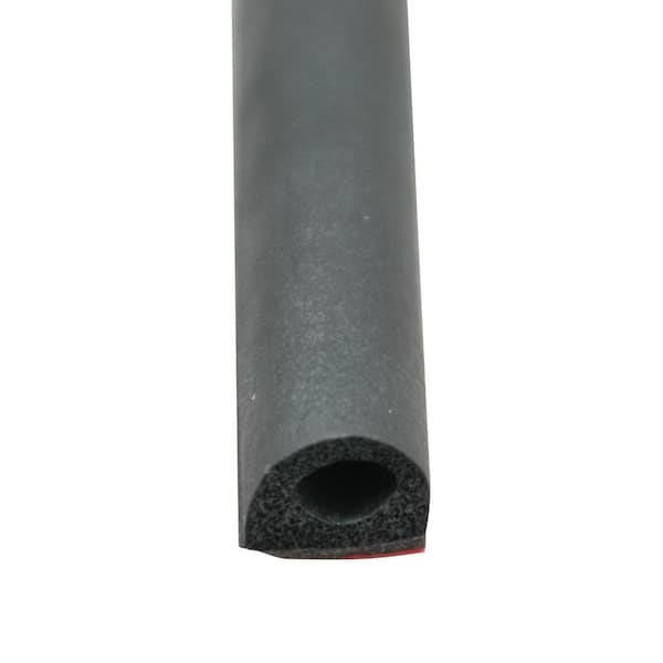 AP Products Non-Ribbed D-Seal with PSA (White Tape) - Black, 1/2 in. x 3/8 in. x 50 ft.