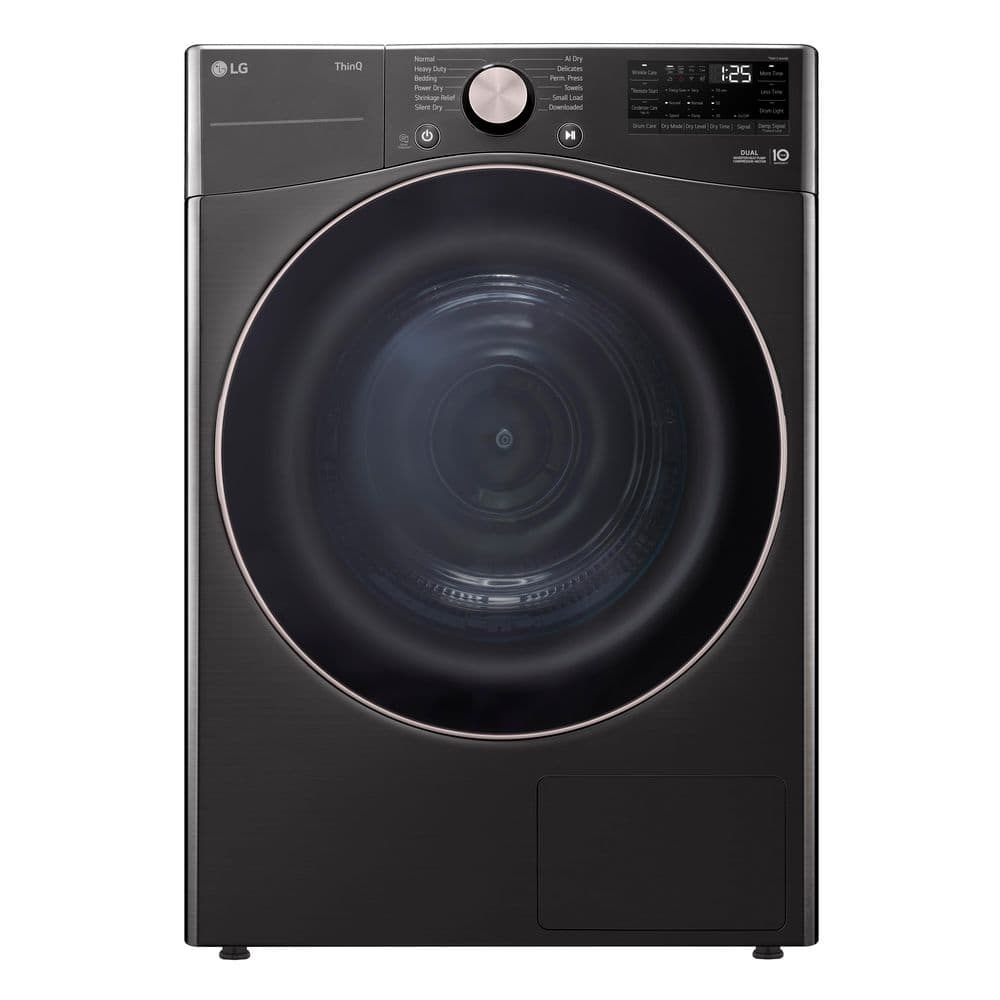 7.8 cu. ft. Mega Capacity ventless Smart Front Load Dryer in Black Steel with Dual Inverter HeatPump Technology
