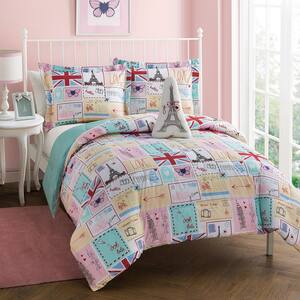 Bonjour Pink 3-Piece Microfiber Comforter Bedding Set - Twin