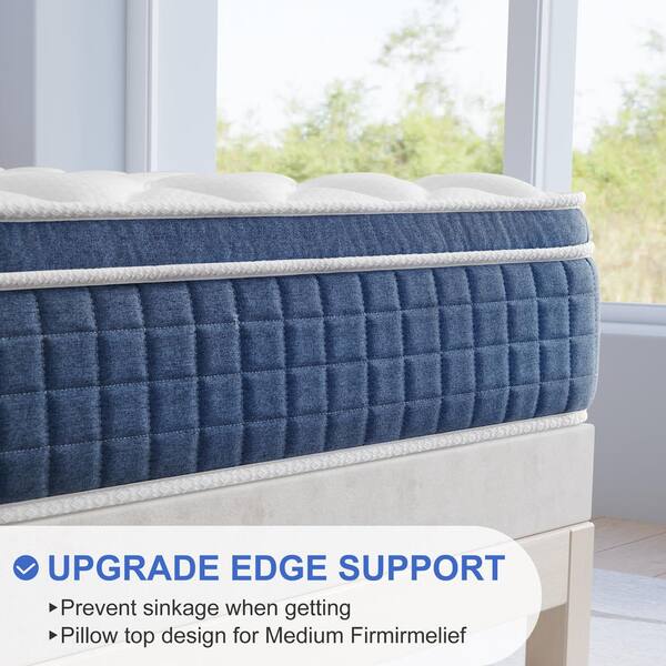 Twolike 14 in. Queen Size Plush Hybrid Foam Mattress Pocket Spring Pressure Relief and Cooling HD SYTH 14Q