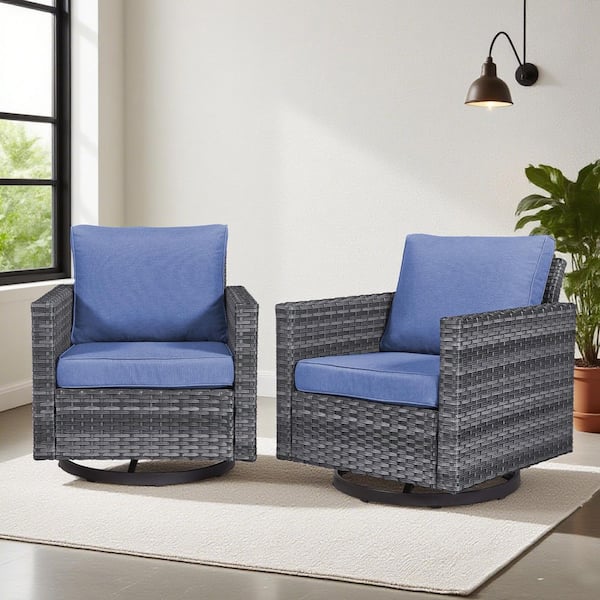 Gray Wicker Outdoor Chaise Lounge Chair Patio Recliner with