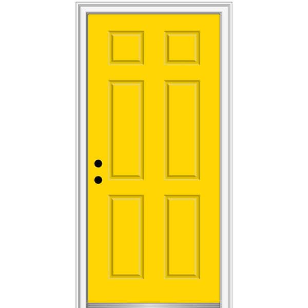 MMI Door 32 in. x 80 in. 6-Panel Right-Hand/Inswing Yellow Flash Fiberglass Prehung Front Door with 4-9/16 in. Jamb Size