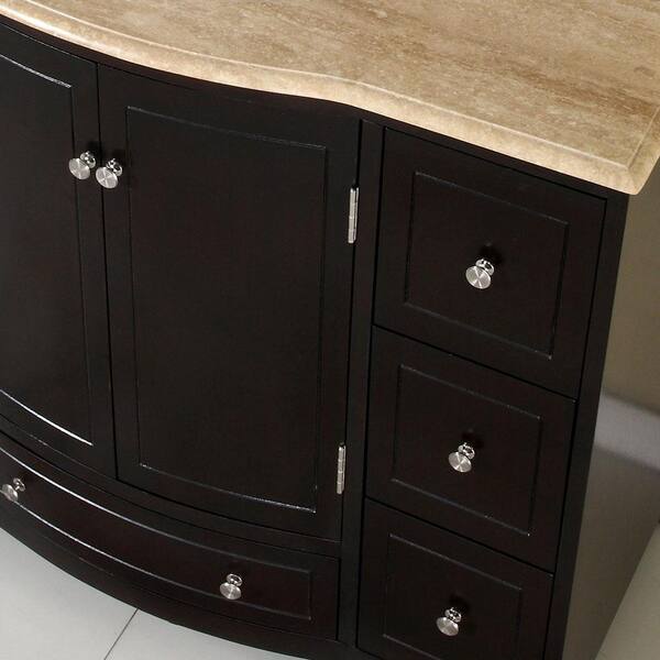 Silkroad Exclusive 40 in. W x 22 in. D Vanity in Dark Espresso with Stone  Vanity Top in Travertine with White Basin HYP0703TUWC40 - The Home Depot