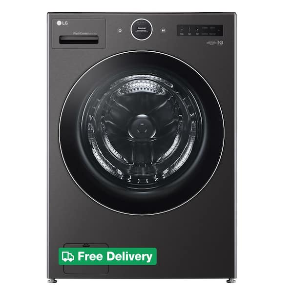 5.0 cu. ft. Mega Capacity Smart Front Load Electric All-in-One Washer Dryer Combo with TurboWash360 WiFi in Black Steel