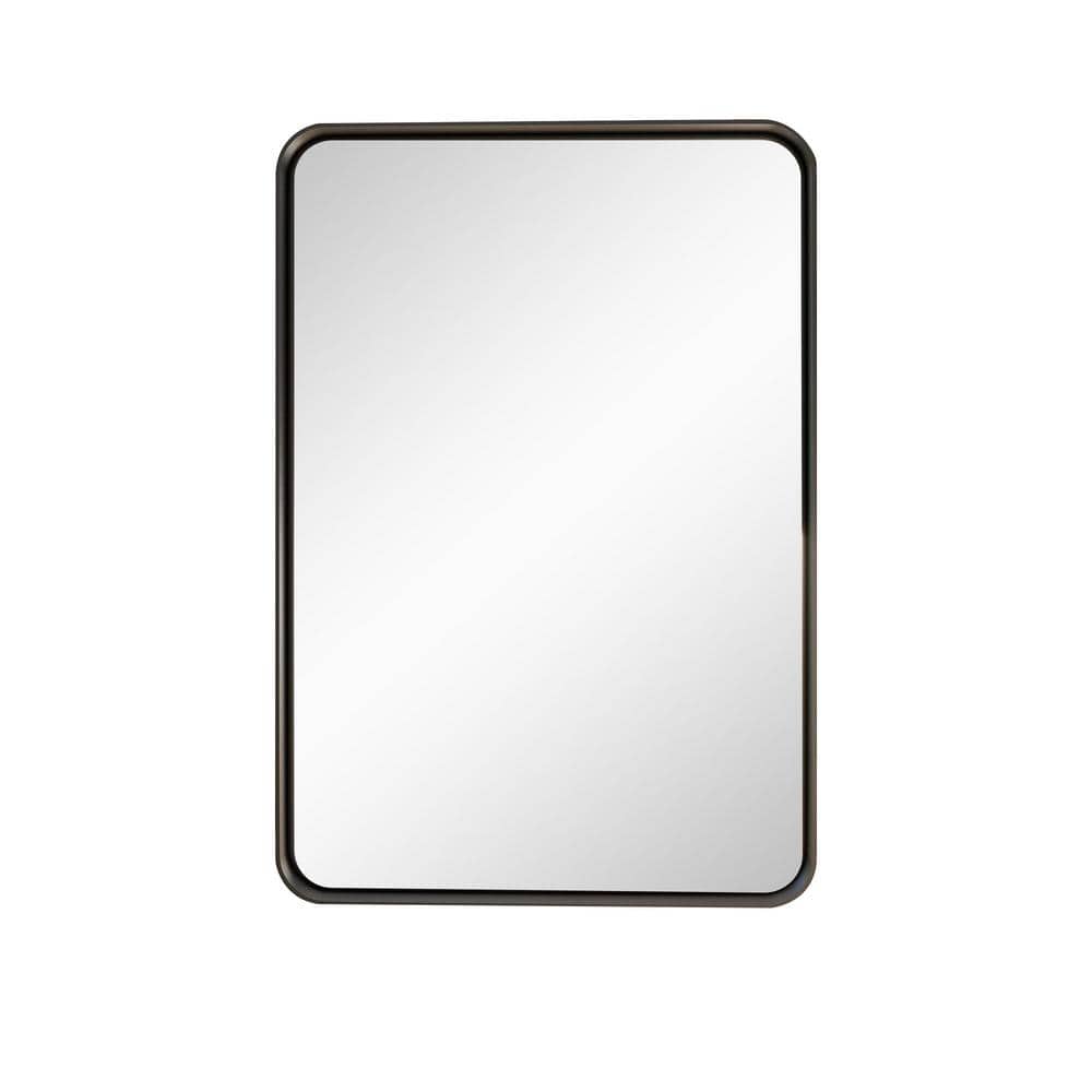 Black 22 in W x 32 in. H Rectangular Metal Framed Mirror