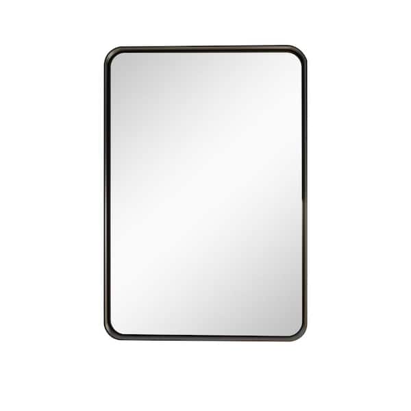 Unbranded Black 22 in W x 32 in. H Rectangular Metal Framed Mirror