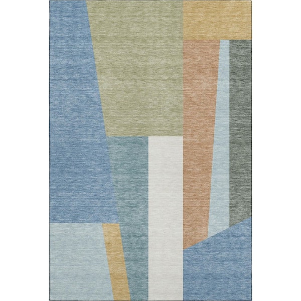 Mayfield Premium Machine Washable Abstract AMF2446 Blue 10 ft. x 14 ft. Area Rug