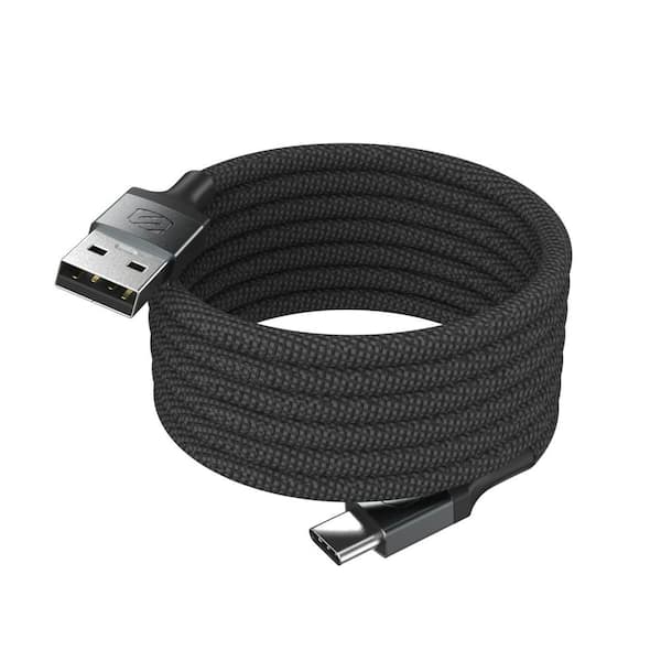 Tangle-Free Magnetic 3 ft. Braided USB-C to USB-A Charging Cable, White