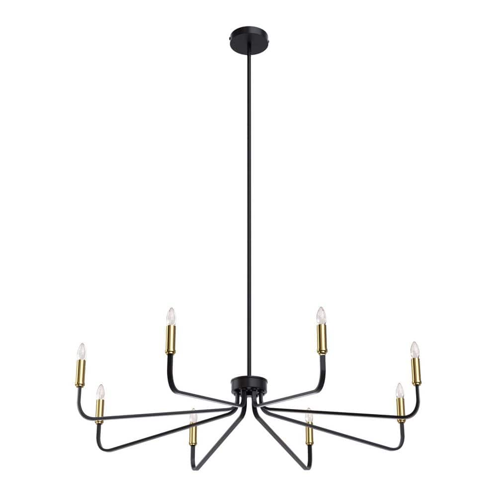 The 8-Light 38 in. Black/Brass Modern Branch Dimmable Chandeliers Living Foyer Lighting price history on PriceWatchPro