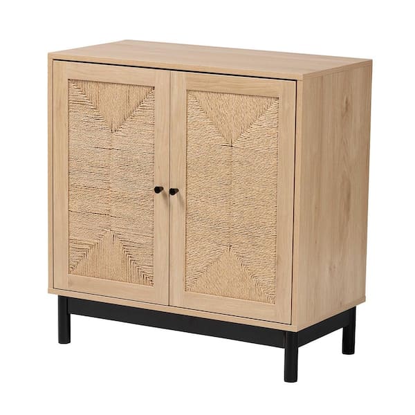 Baxton Studio Cherelle Light Brown and Black Storage Cabinet