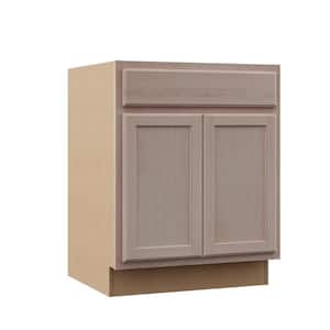 27 in. W x 24 in. D x 34.5 in. H Assembled Base Kitchen Cabinet in Unfinished with Recessed Panel