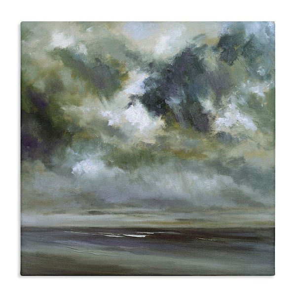 Grey Clouds over Beach by Sheila Finch Unframed Nature Graphic Art Print 36 in. x 36 in.