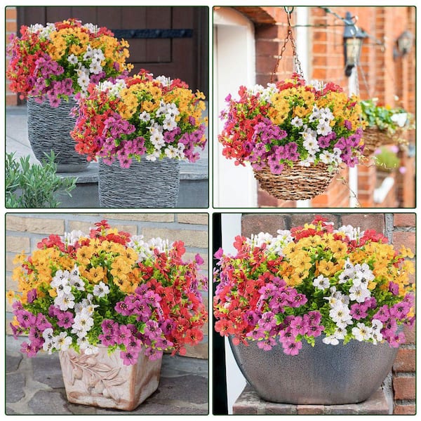 13.8 in. Multi-Colored Artificial Mixed Flower, 16-Pieces Faux UV
