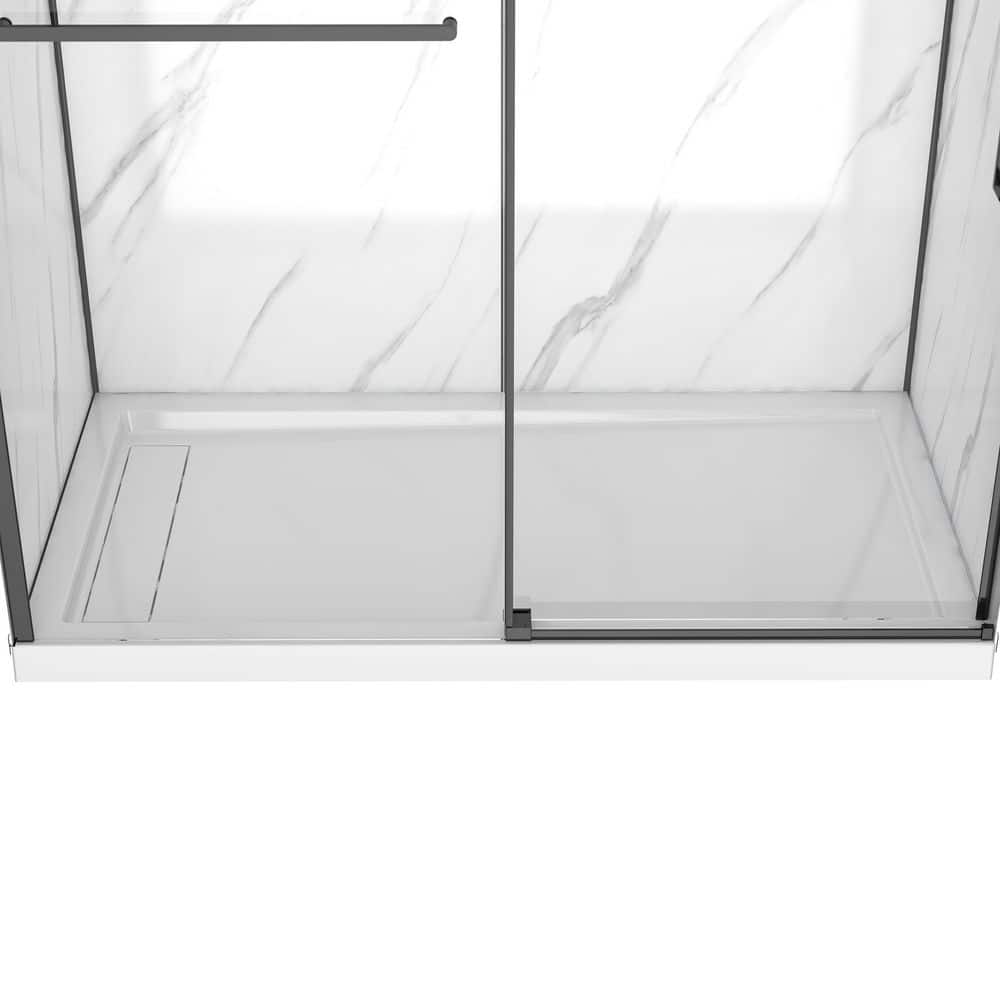 Alexandria 60" Black Framed Sliding Shower Kit with Clear Glass