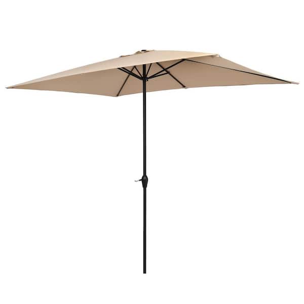 Karl home Folding Square 10 ft. Market Patio Umbrella in Top Color Beige