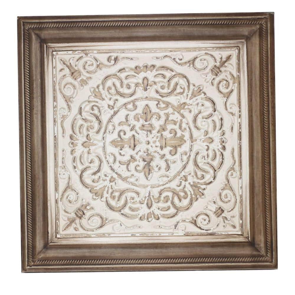 16.5 in. x 16.5 in. Cottage White Stamped Wall Plaque