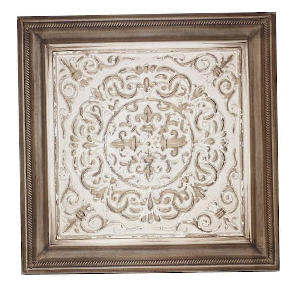 Unbranded 16.5 in. x 16.5 in. Cottage White Stamped Wall Plaque