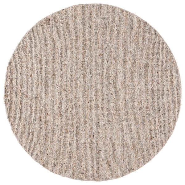 Natura 6 ft. x 6 ft. Beige Patchy Solid Round Area Rug