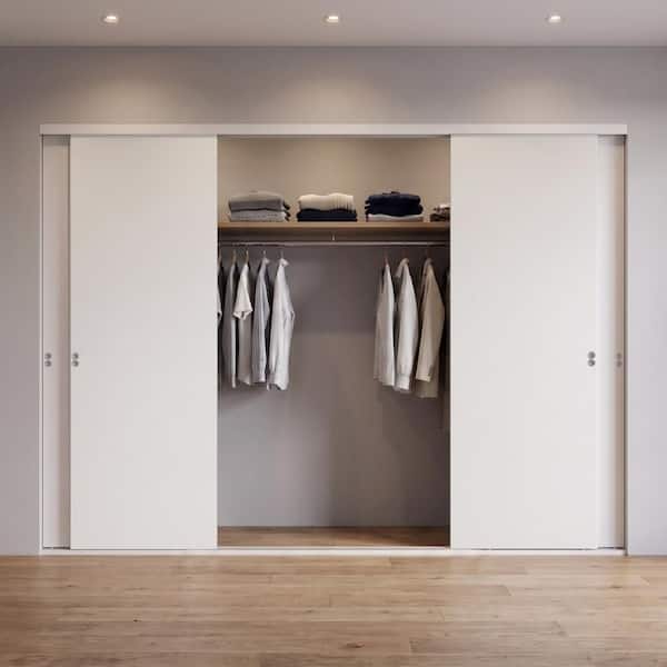 Smooth Flush Solid Core Primed MDF Interior Sliding Door With Trim